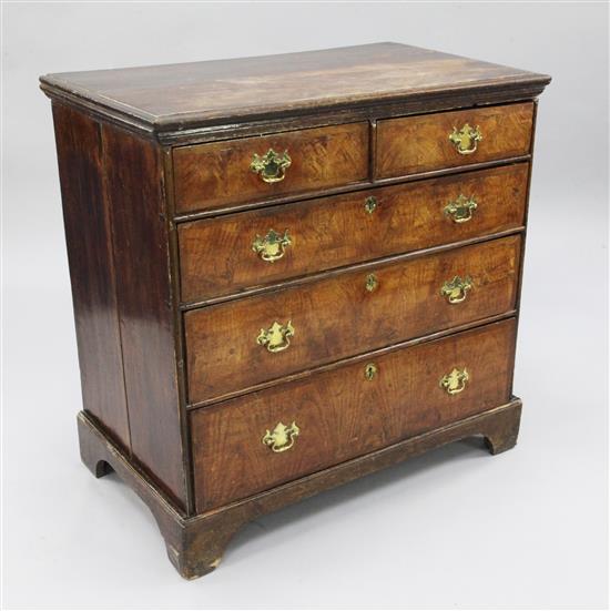 An 18th century walnut chest, W.3ft 1in.